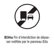 Signalisation d'interdiction et de fin d'interdiction type b34a_0