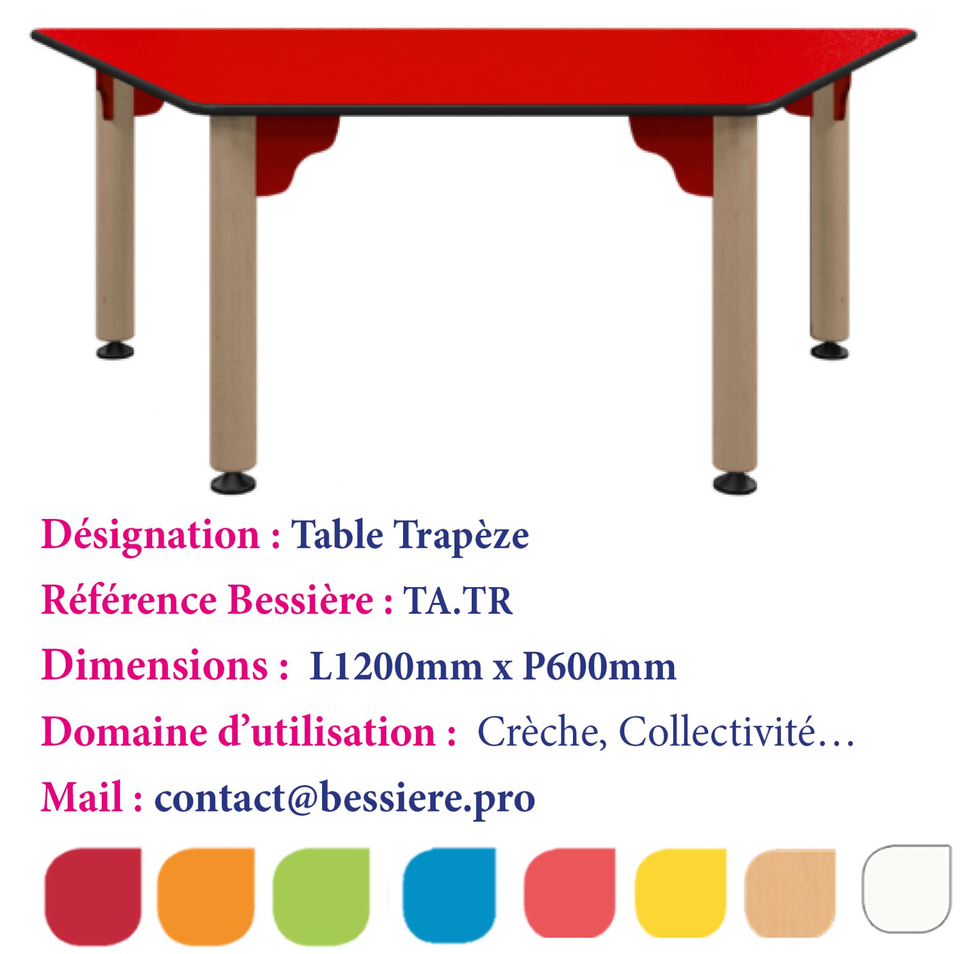 Table plastique trapèze