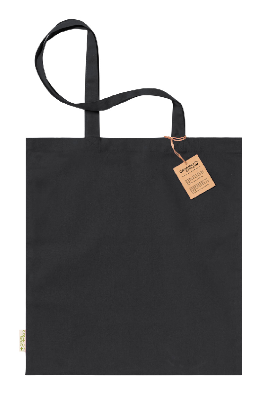 Tote bag en coton biologique - longues poignées - 140 g/m² - couleur noire_0
