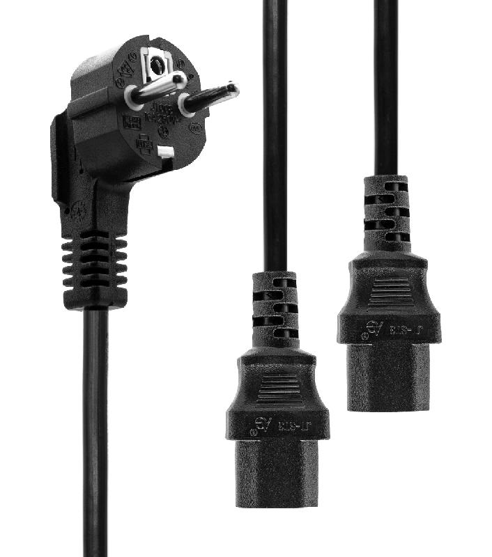 ProXtend PC-FA2XC13-002 - Cordon d'alimentation électrique noir 2 m - Prise type F - Coupleur 2 x C13 - 16 A_0