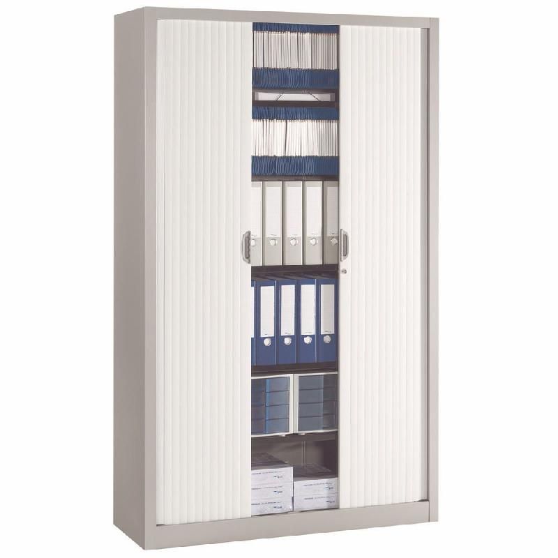 ARMOIRE MÉTAL CONFORT - A RIDEAUX - H. 198 X L. 100  CM - CORPS ALUMINIUM - RIDEAUX BLANC