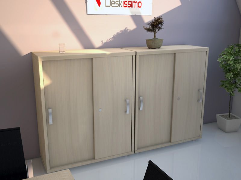 Armoire unie à portes coulissantes LAGO - H121 cm - Plusieurs coloris - 3 niveaux de rangement_0
