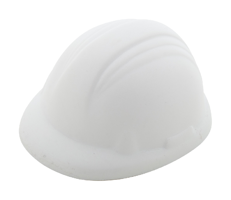 Balle anti-stress en forme de casque de sécurité - mousse PU - blanche - 20,8 g_0