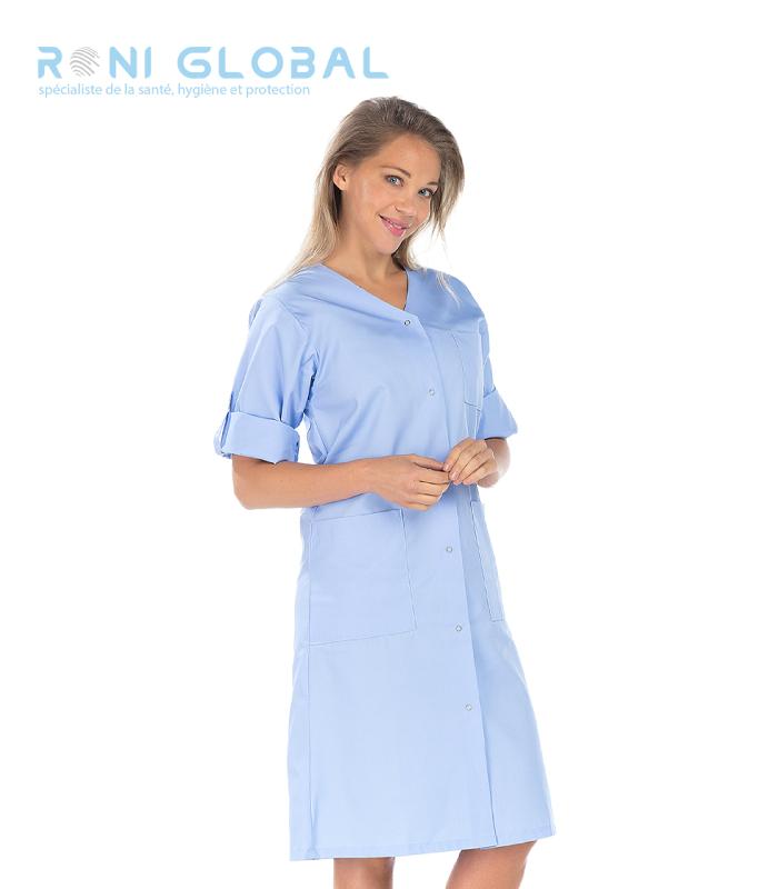 Blouse longue de travail femme - Manches longues transformables, ceinture et 3 poches - CLAIRE MLT REMI CONFECTION_0