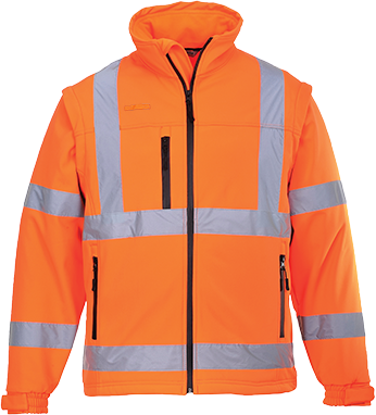 Blouson réfléchissant hivis softshell orange S428, 3 couches, manches démontables - Taille L_0