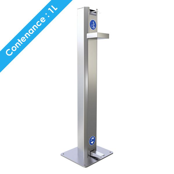 Borngel - borne distributeur de gel hydroalcoolique à pédale mécanique en inox - Ingitek - capacité 1 litre_0