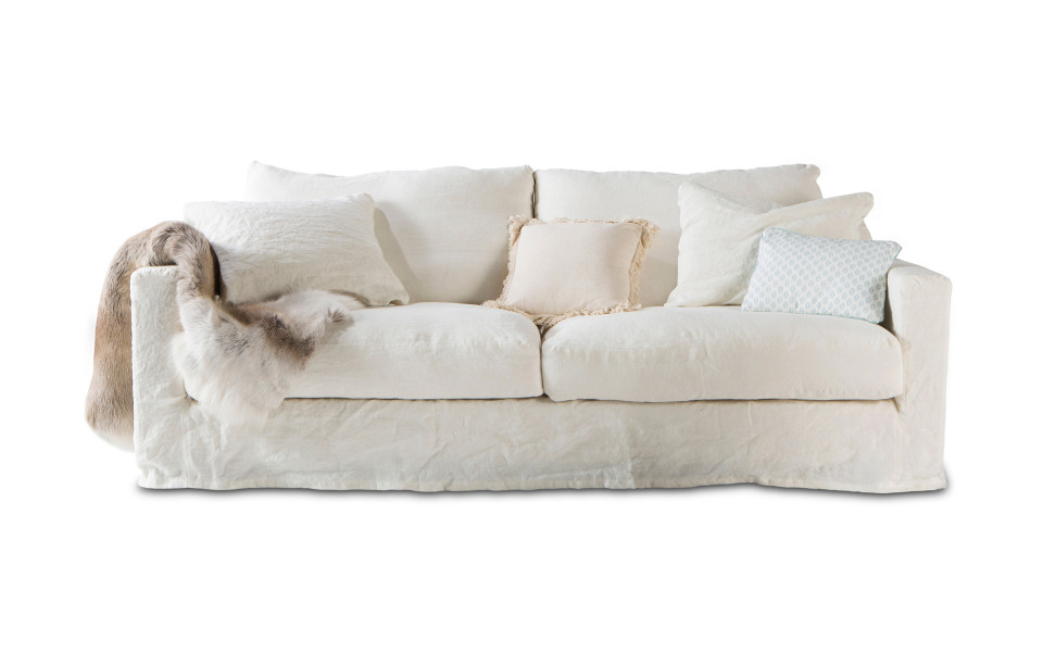 Canapé 2 places Biscarrosse 186 cm - Home Spirit - Confort plume et lin - Déhoussable_0