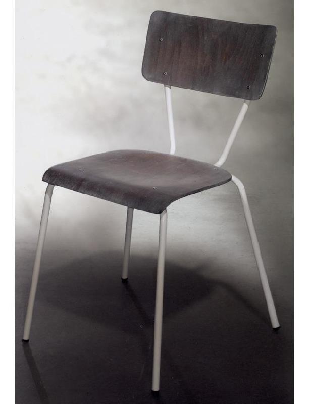 Chaise Edina - assise et dossier en bois finition vintage - structure métal époxy_0