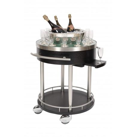 Chariot à champagne Orion 180 - Plateau en Corian - Caisson en placage chêne - Vasque inox poli-miroir 18L_0