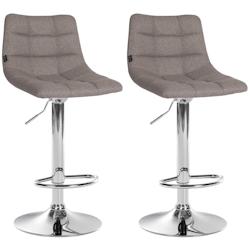 Décoshop26 - Lot de 2 tabourets de bar en tissu gris base métal chromé réglable en hauteur et repose-pieds TDB10622 - gris 3002468332690_0