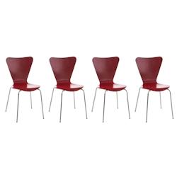 Décoshop26 - Lot de 4 chaises de séjour bureau en bois rouge et métal CDS10106 - 3000202984440_0