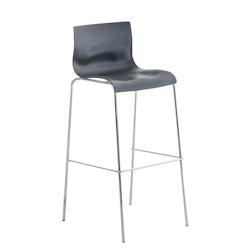 Décoshop26 - Tabouret de bar avec repose-pieds pivotant dossier incurvé en plastique gris et 4 pieds en métal chromé 10_0004940 - gris 3000252369112_0
