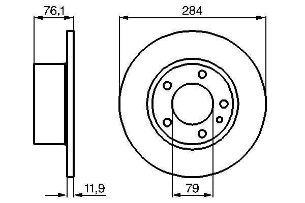 Disque de frein Bosch 0986478037 - Boîte de 2 disques - Avant - Plein - 5 trous - Épaisseur 11,9 mm_0