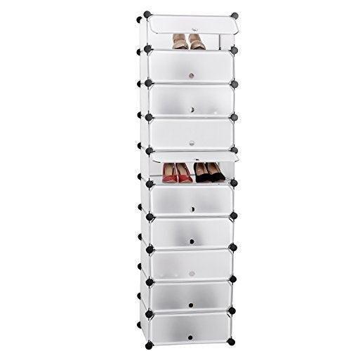Helloshop26 - Armoire étagère rangement  montage simple système enfichable 10 compartiments blanc 2012057 - blanc métal 3000024896716_0
