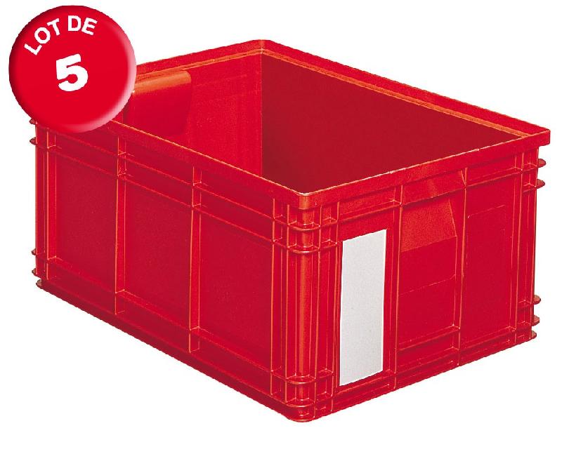 Lot de 5 caisses plastiques cp 85 litres rouges_0