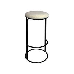 Now's Home - Lot 2 Tabourets De Bar Ecru Pieds Metal Noir 34x34x78.5cm Allos - 3256390244846_0