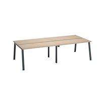 Pôle de 4 bureaux droits chêne clair L 140 x P 60 cm, piétement métal anthracite - Arch_0