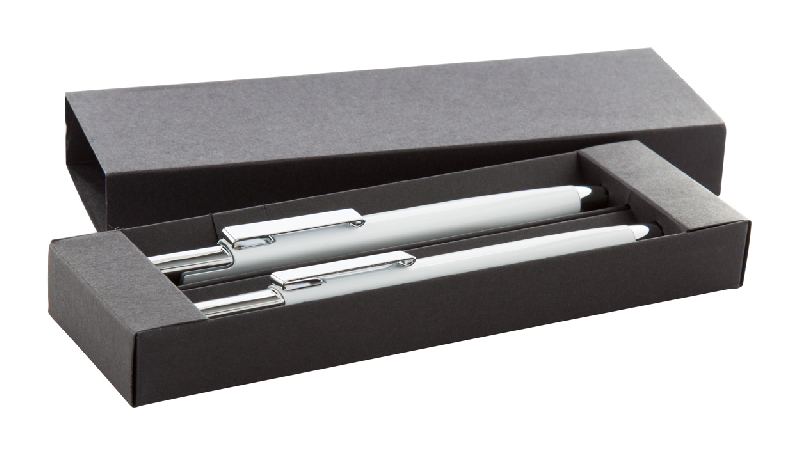 Parure - Stylo et porte-mines en aluminium - Livrée dans un étui cadeau - Encre bleue et mine 0,7mm_0