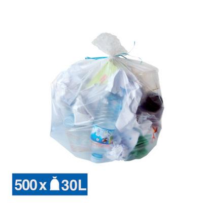 Sacs poubelle déchets légers 1er prix translucides 30 L, lot de 500_0