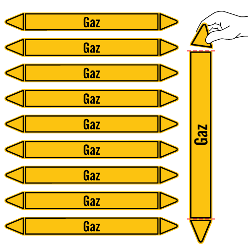 Étiquettes adhésives pour marqueur de tuyauterie gaz - Vinyle haute performance - Résistantes aux intempéries et UV_0