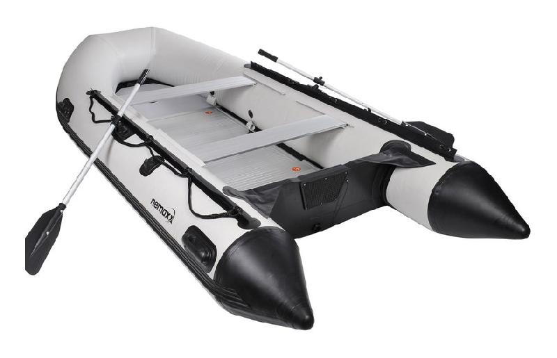 NEMAXX - BATEAU GONFLABLE À RAMES 330 CM PROFESSIONAL POUR 5 PERSONNES - BATEAU PNEUMATIQUE, BATEAU DE PÊCHE AVEC FOND EN ALU ET 2 BANCS, GRIS - 2