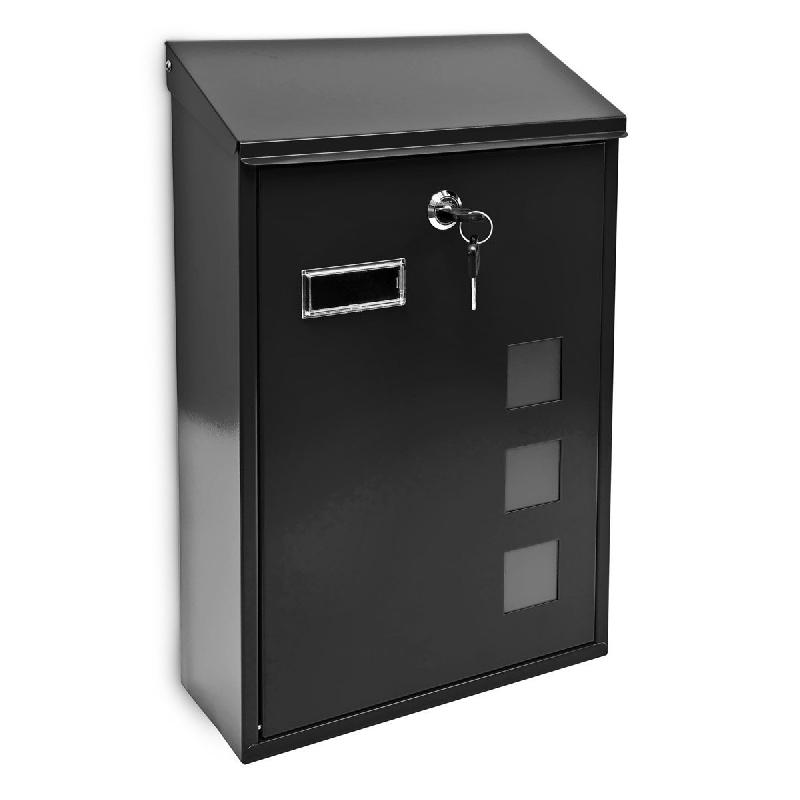 Boîte aux lettres murale design contemporain noir - métal peint avec fenêtres transparentes - modèle 1013008_0