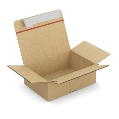 Caisse carton brune simple cannelure montage instantané fermeture adhésive 21,5x15,5x11 cm, lot de 20_0