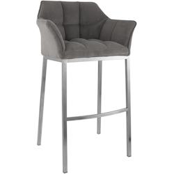 CLP Tabouret de bar Damaso Cord avec piètement à quatre pieds Taupe/Acier inoxydable - gris métal 326345_0