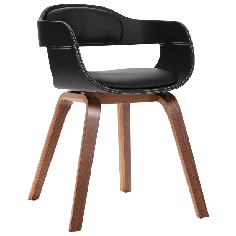 Décoshop26 - Chaise de salle à manger avec accoudoirs bois courbé et synthétique noir CDS020019 - noir 3001046799788_0