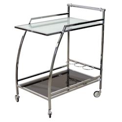 Décoshop26 - Chariot de service bar sur roulettes avec chassis tube en acier revêtement chromé MED05139 - 3000521369607_0