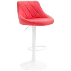 Décoshop26 - Tabouret de bar en synthétique rouge pivotant avec repose-pieds métal blanc coutures décoratives TDB10595 - blanc 3000412369600_0