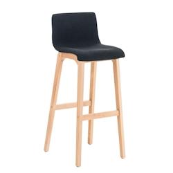 Décoshop26 - Tabouret de bar x1 avec repose-pieds structure de 4 pieds en bois assise en tissu noir 10_0004975 - noir 3000252389646_0
