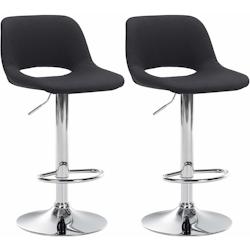 Décoshop26 - Tabourets de bar chaises haute x2 avec repose-pieds en tissu noir piètement métallique chromé 10_0004095 - noir 3000251925012_0