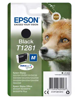 Epson Fox Singlepack Black T1281 DURABrite Ultra Ink_0