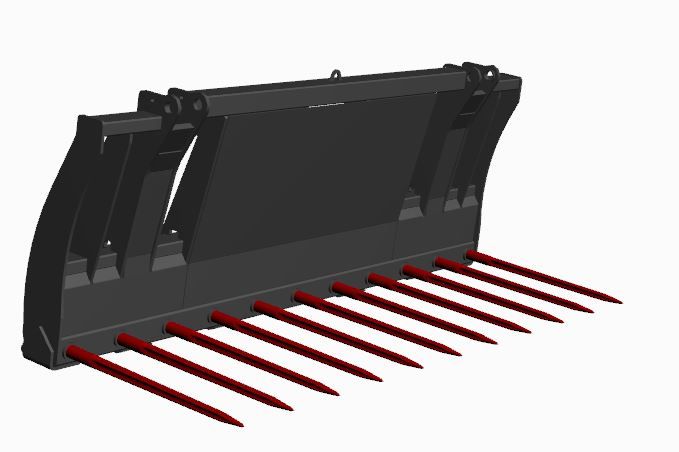 Fourche à fumier heavy-duty TX400series - MX - modèle BFA 245m à BFA 280m, avec fond plat ajouré et doigts ronds forgés Ø45_0