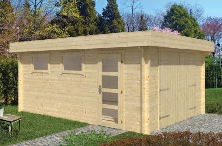 Garage simple bois marketta / 20 m² / toit plat / porte battante / 3.8 x 5.36 x 2.4 m_0