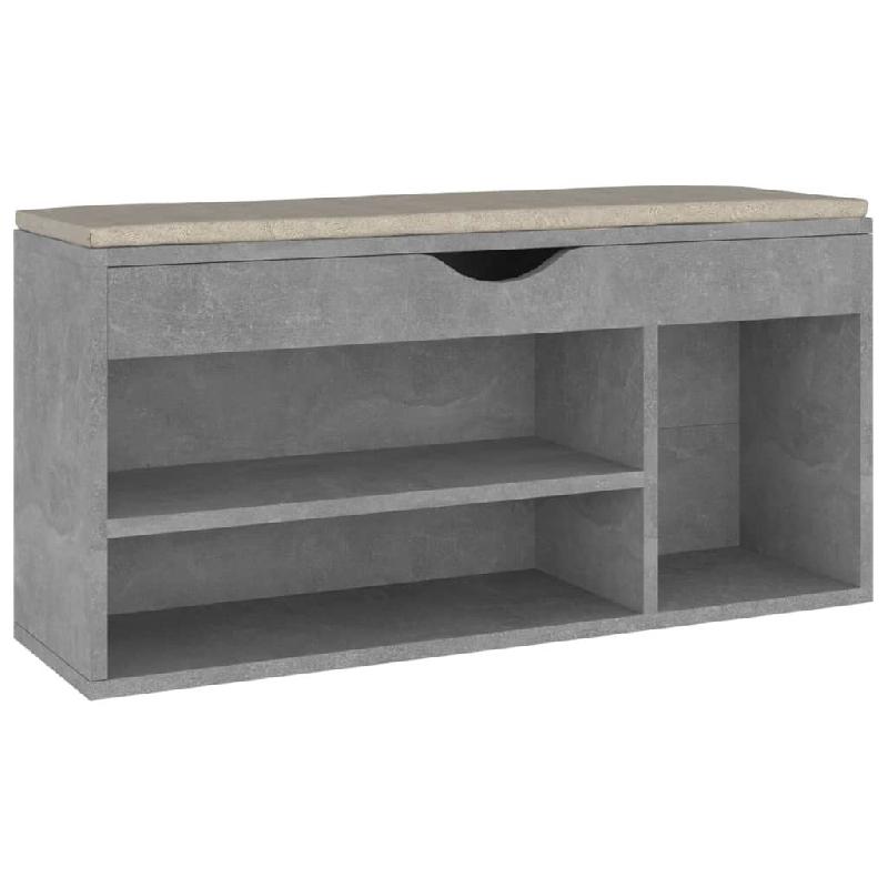 Helloshop26 - Banc à chaussures bottes commode étagère meuble entrée rangement avec coussin bois d'ingénierie gris 02_0022873 - gris Bois manufac_0