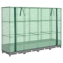 Helloshop26 - Jardinière bac lit surélevé plantes fleurs terrasse jardin surélevée avec housse aspect rotin 160 x 40 x 123 cm gris 02_0038749 - 3_0