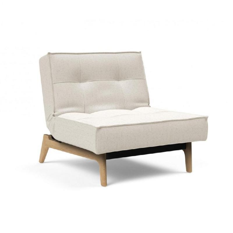INNOVATION LIVING FAUTEUIL SPLITBACK EIK CONVERTIBLE LIT 90*115 CM PIEDS CHÊNE NATUREL TISSU BOUCLÉ OFF WHITE_0