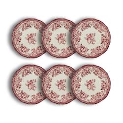 Novastyl - Lot De 6 Assiettes Plates Faustine 26cm En Porcelaine Rose - 3256391043134_0