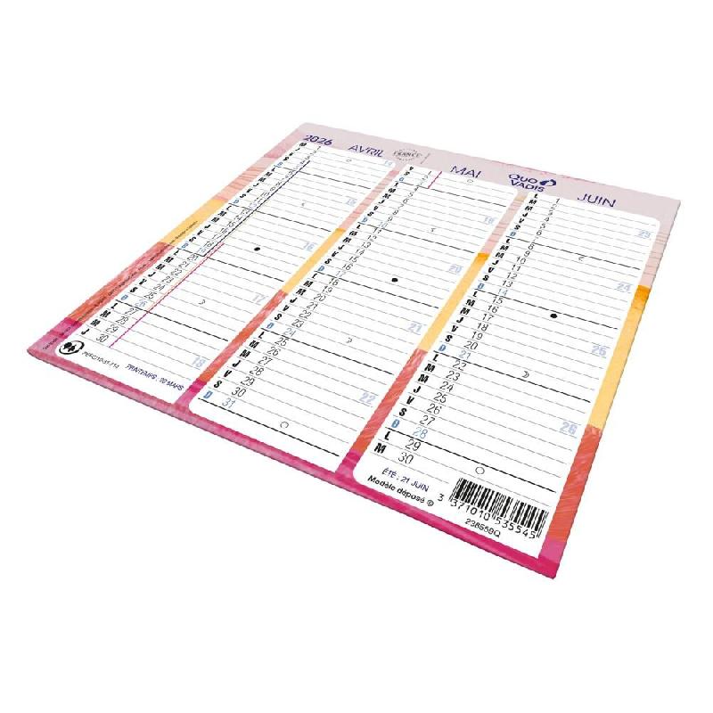 Quo Vadis - Calendrier origami - 2026 - Français - Fantaisie - Multicolore - 12 mois de janvier à décembre - 26x13 cm - Papier Clairefontaine blanc_0