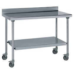 Tournus Equipement Table inox adossée sur roues avec étagère inférieure fixe longueur 1200 mm Tournus - 464942 - plastique 464942_0