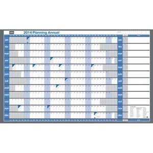 Planning annuel millésimé souple et effaçable - Papier pelliculé 138g - Chronoplan Nobo 99,4 x 61 cm_0