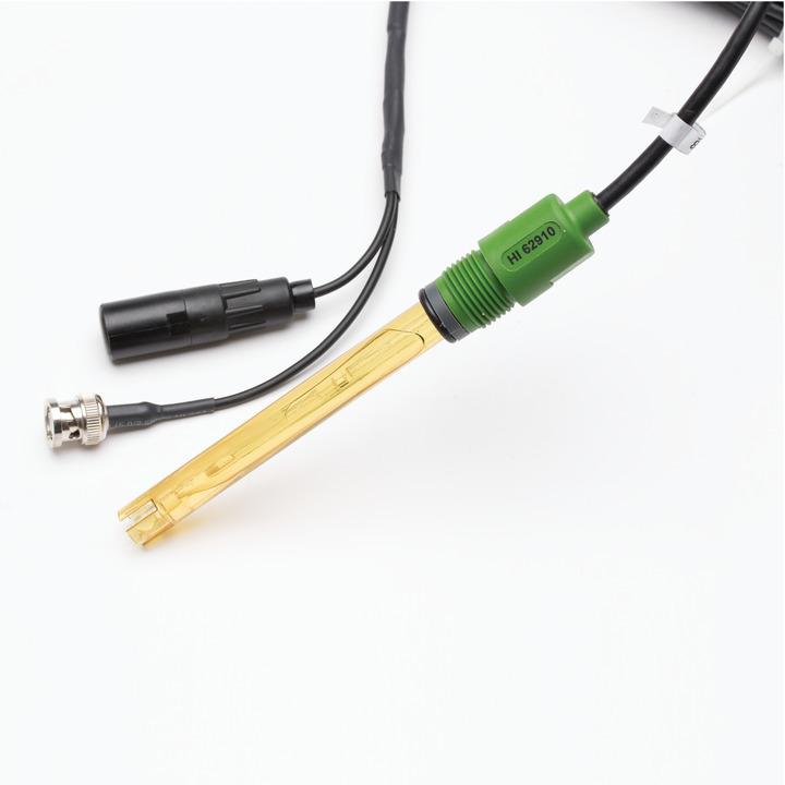 Électrode pH industrielle amplifiée, électrolyte gel, corps plastique, connecteur BNC, câble 5 m - HI6291005_0