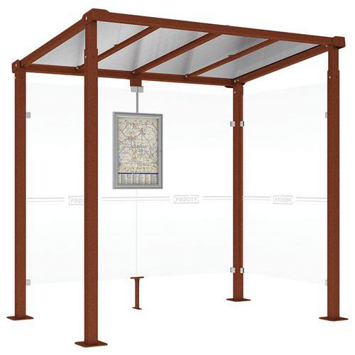 ABRI BUS MILAN 2.50 M - 1 BARDAGE LATÉRAL - ASPECT CORTEN - PROCITY