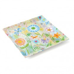 ASSIETTE CARREE 24,5 CM MELAMINE BLANCHE DECOR CHAMPÀTRE