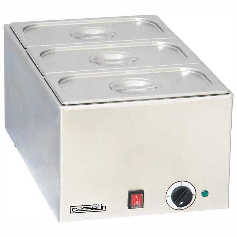 Bain-marie CBM3 Casselin - 3 bacs GN 1/3 avec couvercles - Acier inoxydable et thermostat réglable_0