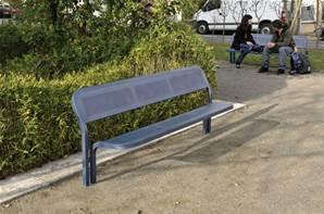 Banc public convivial en acier - Longueur 2000 mm - Finition bleu sablé_0