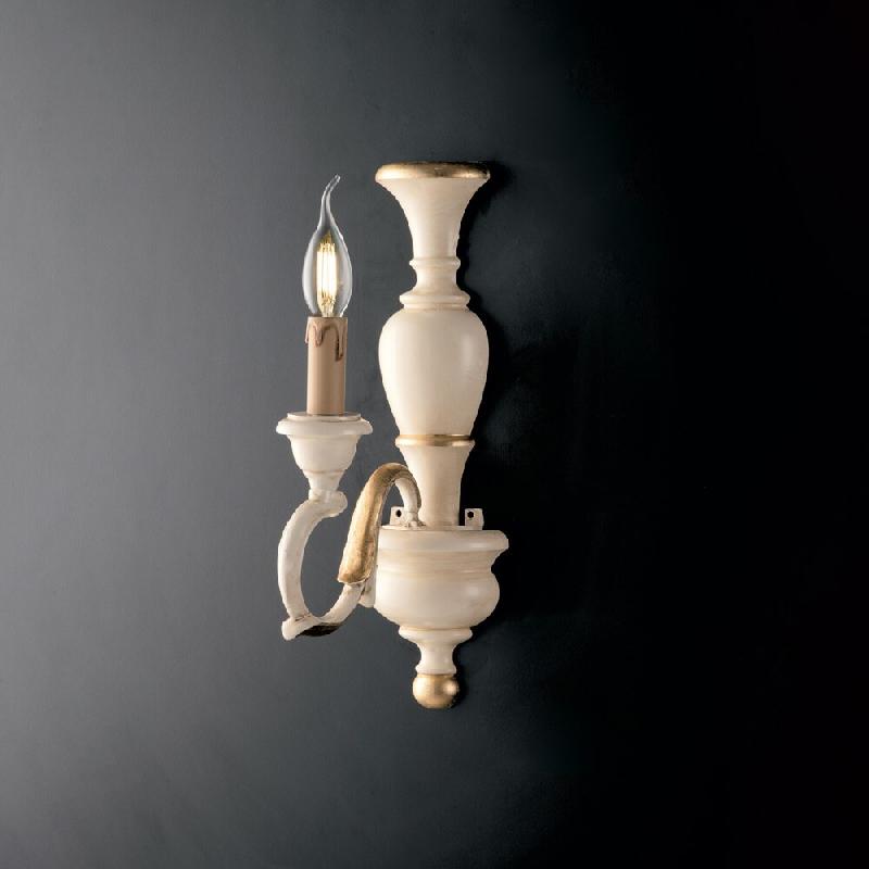 Bonetti Illumina Fiorenza Applique En Bois Ivoire Et Feuille D'Or 1 Lumière .12 P.21 Bl172-Ap1-Av - beige 8050713210267_0