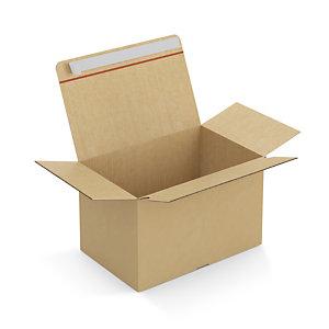 CAISSE CARTON BRUNE SIMPLE CANNELURE MONTAGE INSTANTANÉ FERMETURE ADHÉSIVE RAJA 40X26X25 CM